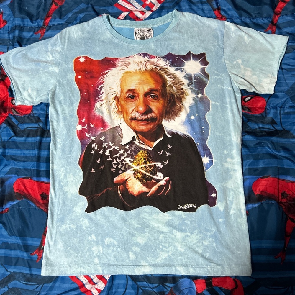 RARE | UNIQUE | NO TIME Distressed Einstein Unisex Graphic Tee Shirt